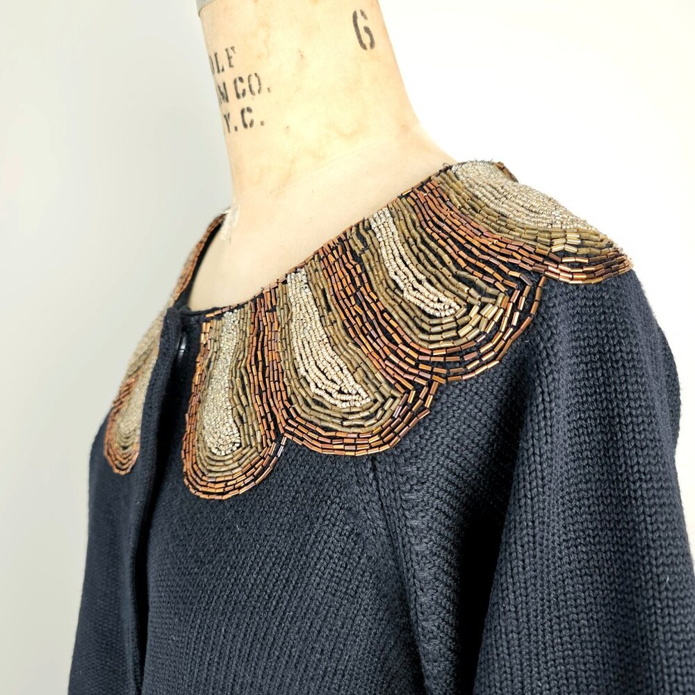 Tibi Beaded Statement Collar Cropped Cardigan Swe… - image 9